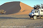 NAMIBIA_Sossusvlei dunes_ ... hot ... Backes- Mercedes-UNIMOG ... with a ... fridge_UNIMOG-trip through Southern AFRICA 1999 with my friend Rolf Backes_Jochen A. H�bener