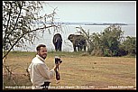 1992_RUANDA_motorcycle-world-traveller Jochen A. H&uuml;bener at Lake Akagera, watching elefants_after this picture Jochen's friend Andr� left him back_he said it was a joke