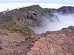 am Grad des 'Roque de los Muchachos', 2.426m �.d.M., h�chste Erhebung auf 'LA PALMA', Blick zum 'Observatorio Astrof�sico' und in den 'Kessel'='Caldera de Taburiente' 